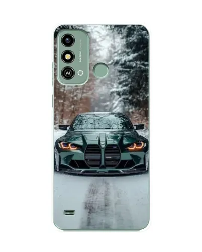 Чехол для ZTE Blade A53 с картинкой «BMW в зимнем лесу»