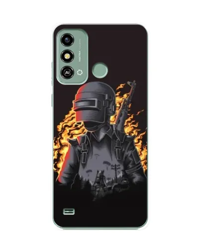 Чехол для ZTE Blade A53 с картинкой «PUBG — огненный силуэт»