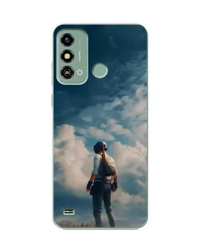 Чехол для ZTE Blade A53 с картинкой «Герой PUBG на скале»