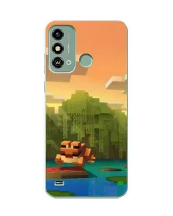 Чохол для ZTE Blade A53 з картинкою «Майнкрафт захід сонця»