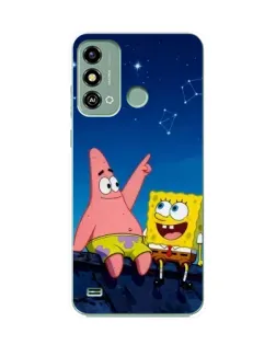 Чехол для ZTE Blade A53 с картинкой «Губка Боб и Патрик ночью»