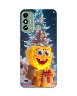 Чехол для ZTE Blade A53 с картинкой «Рождественский Спанч Боб»