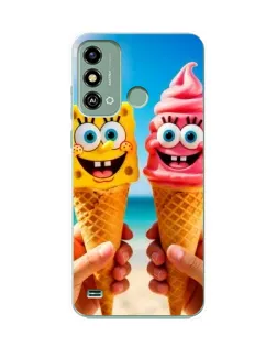 Чехол для ZTE Blade A53 с картинкой «Спанч Боб мороженое»