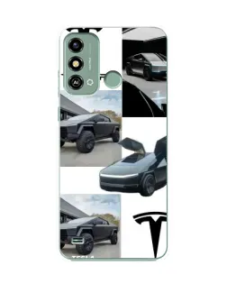Чехол для ZTE Blade A53 с картинкой «Коллаж Cybertruck Tesla»