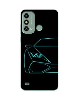 Чехол для ZTE Blade A53 с картинкой «Голубой силуэт Lamborghini»