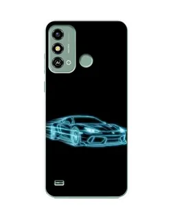 Чехол для ZTE Blade A53 с картинкой «Неоновый контур Lamborghini»