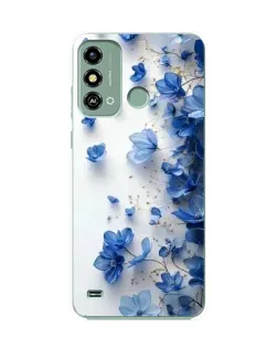 Чехол для ZTE Blade A53 с картинкой «Голубой цветочный каскад»
