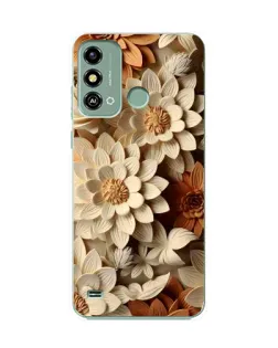 Чехол для ZTE Blade A53 с картинкой «Бежевый флористический декор»