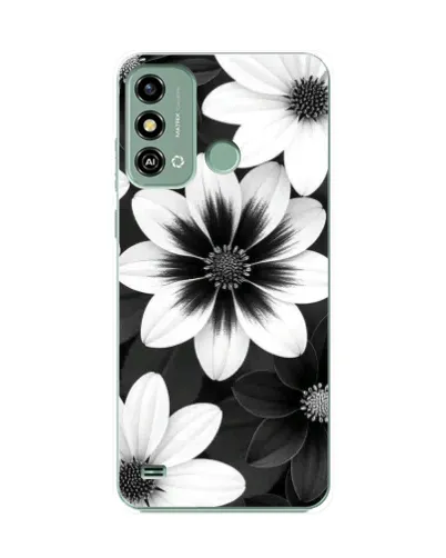 Чехол для ZTE Blade A53 с картинкой «Монохромные астры»