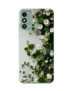 Чехол для ZTE Blade A53 с картинкой «Ветка мелких белых цветов»