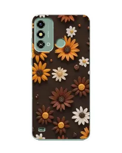Чехол для ZTE Blade A53 с картинкой «Узор из маленьких подсолнухов»