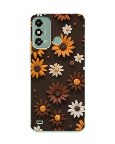 Чехол для ZTE Blade A53 с картинкой «Узор из маленьких подсолнухов»