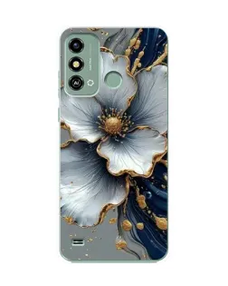 Чехол для ZTE Blade A53 с картинкой «Белый цветок и золотой флюид»