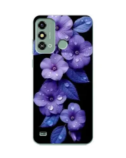 Чехол для ZTE Blade A53 с картинкой «Фиолетовые цветы с росою»