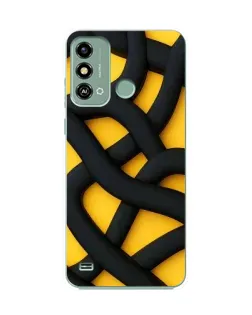 Чехол для ZTE Blade A53 с картинкой «Черное желтое переплетение»