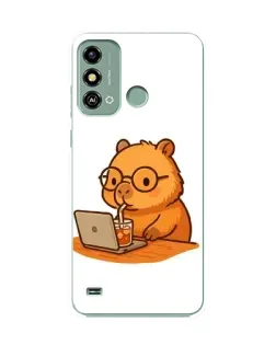 Чехол для ZTE Blade A53 с картинкой «Капибара с ноутбуком»