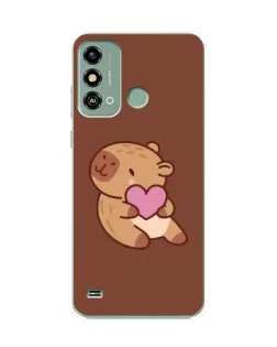 Чехол для ZTE Blade A53 с картинкой «Капибара с сердцем»