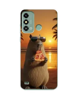 Чехол для ZTE Blade A53 с картинкой «Капибара с пиццей»