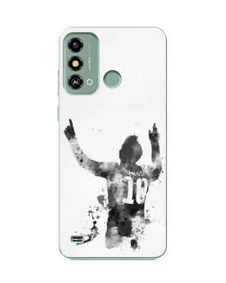 Чехол для ZTE Blade A53 с картинкой «Черно-белый силуэт Месси»
