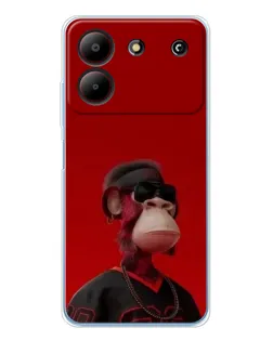 Чехол для ZTE Blade A54 с картинкой «Bored Ape в красном»