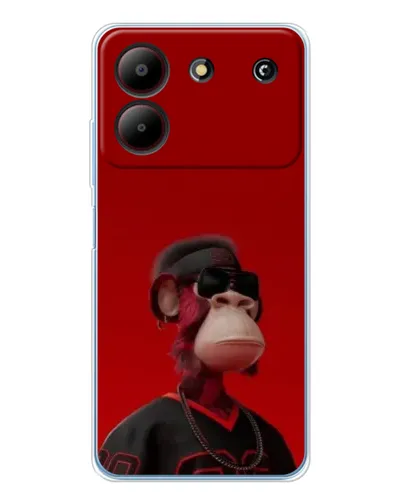 Чехол для ZTE Blade A54 с картинкой «Bored Ape в красном»