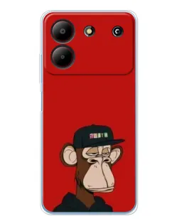 Чехол для ZTE Blade A54 с картинкой «Bored Ape — красный фон»