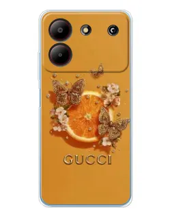 Чохол для ZTE Blade A54 з картинкою «Gucci — золоті метелики»