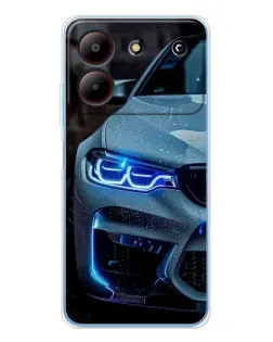 Чехол для ZTE Blade A54 с картинкой «Взгляд BMW с синими фарами»