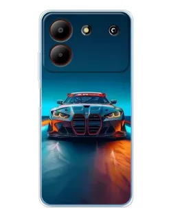 Чехол для ZTE Blade A54 с картинкой «BMW — огни неона»