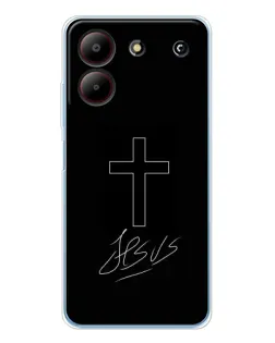 Чехол для ZTE Blade A54 с картинкой «Графический крест Jesus»