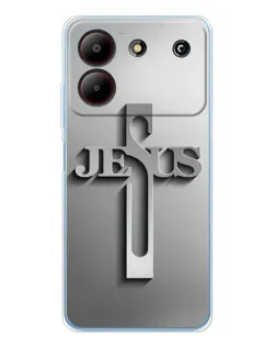 Чехол для ZTE Blade A54 с картинкой «Металлический крест Jesus»