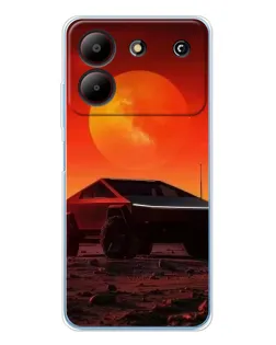 Чехол для ZTE Blade A54 с картинкой «Cybertruck на Марсе»