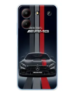 Чехол для ZTE Blade A54 с картинкой «Mercedes — белый карбон»