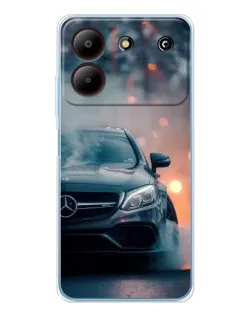 Чехол для ZTE Blade A54 с картинкой «Mercedes — ночной город»