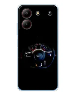 Чехол для ZTE Blade A54 с картинкой «Салон Audi — руль»