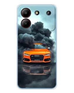 Чехол для ZTE Blade A54 с картинкой «Audi в облаках дыма»