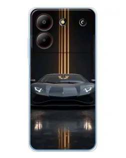 Чехол для ZTE Blade A54 с картинкой «Lamborghini золотые линии»