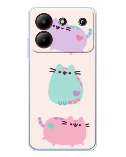 Чохол для ZTE Blade A54 з картинкою «Pusheen тріо»