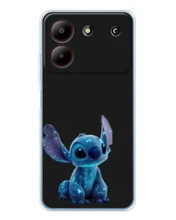 Чехол для ZTE Blade A54 с картинкой «Стич на черном»