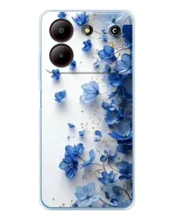 Чехол для ZTE Blade A54 с картинкой «Голубой цветочный каскад»