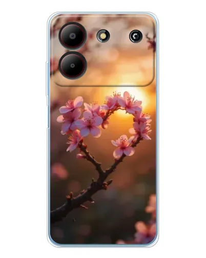 Чехол для ZTE Blade A54 с картинкой «Розовый цвет сердце на фоне заката» Чехол для ZTE Blade A54 с картинкой «Розовый цвет сердце на фоне заката»