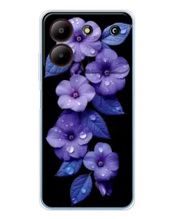 Чехол для ZTE Blade A54 с картинкой «Фиолетовые цветы с росою»