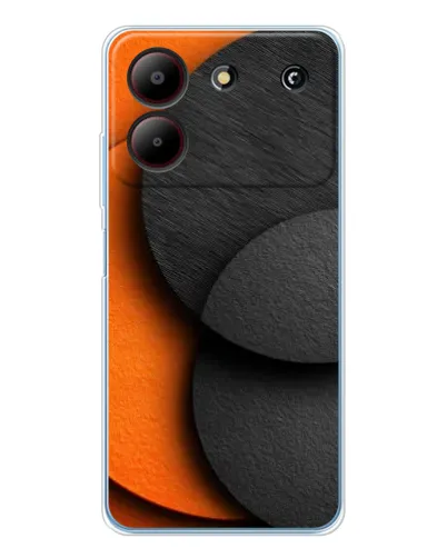 Чехол для ZTE Blade A54 с картинкой «Геометрия оранжевых кругов»