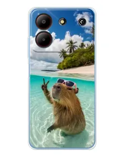 Чохол для ZTE Blade A54 з картинкою «Капібара на морі»
