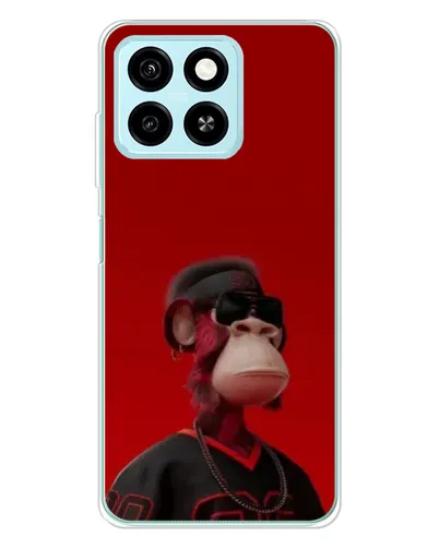 Чехол для ZTE Blade A55 с картинкой «Bored Ape в красном»