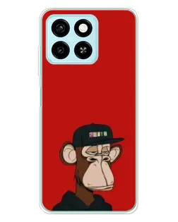 Чехол для ZTE Blade A55 с картинкой «Bored Ape — красный фон» Чехол для ZTE Blade A55 с картинкой «Bored Ape — красный фон»