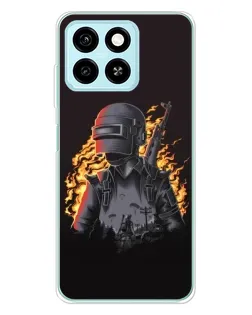 Чехол для ZTE Blade A55 с картинкой «PUBG — огненный силуэт»