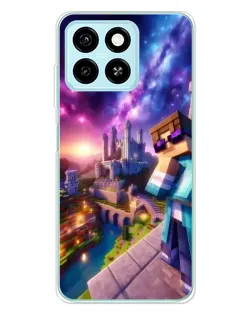 Чехол для ZTE Blade A55 с картинкой «Стив и космос»