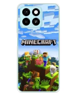 Чехол для ZTE Blade A55 с картинкой «Minecraft классический мир»