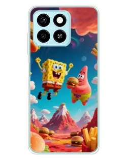Чехол для ZTE Blade A55 с картинкой «Космический фастфуд»